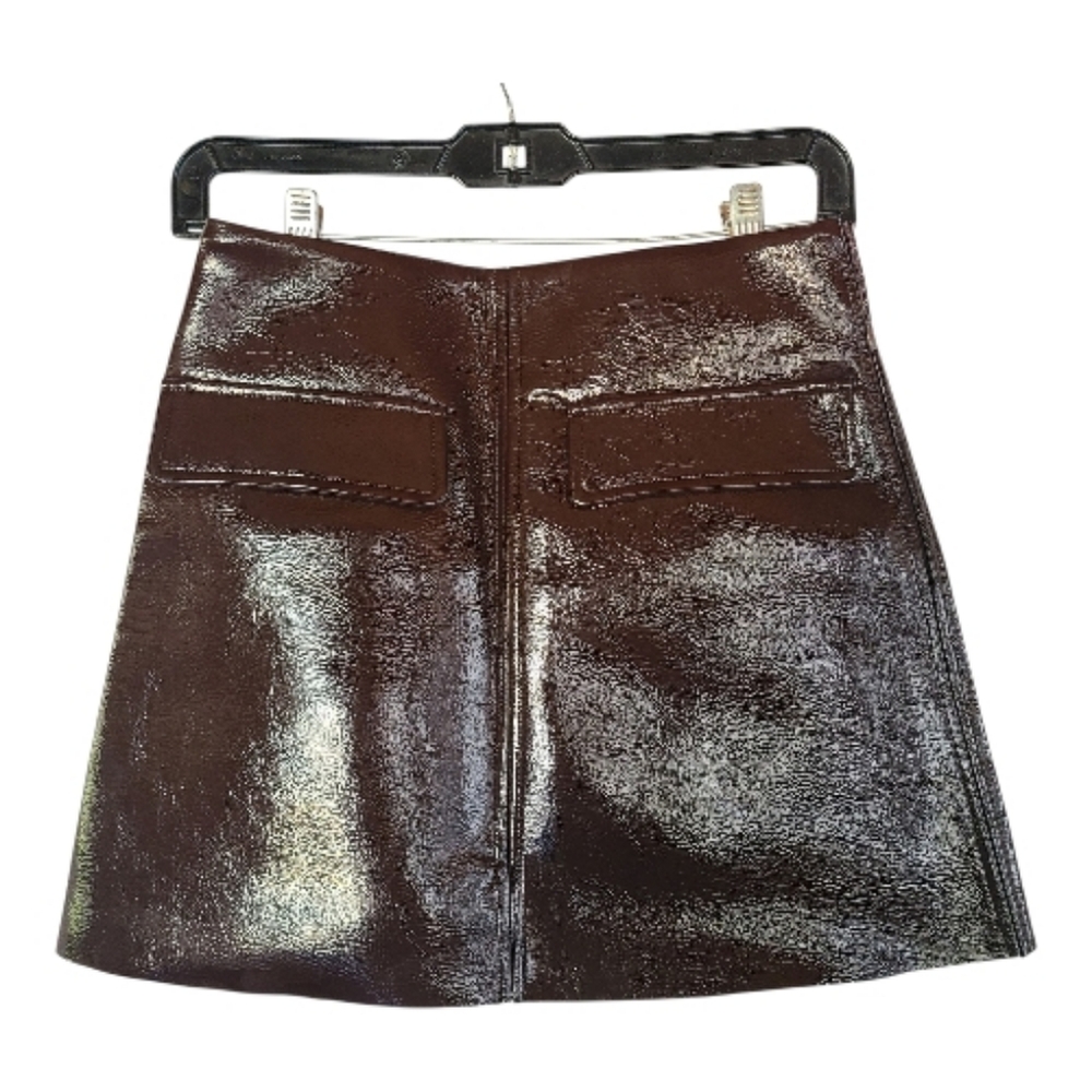 NWT Commense Brown Patent Faux Leather Skirt - Size XS - Modern Chic